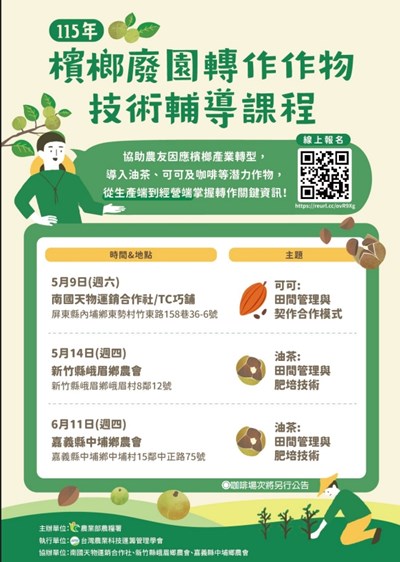 檳榔廢園轉作作物之技術輔導課程