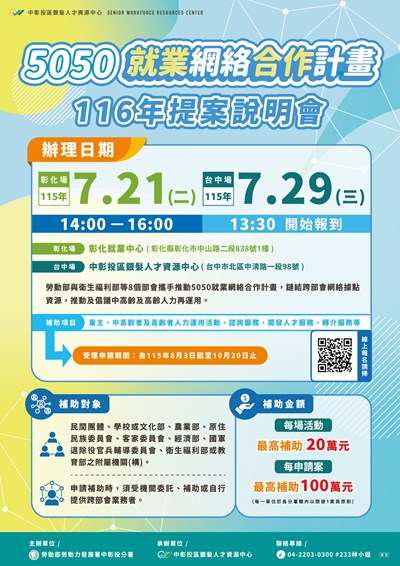 116年度5050就業網絡合作計畫提案說明會