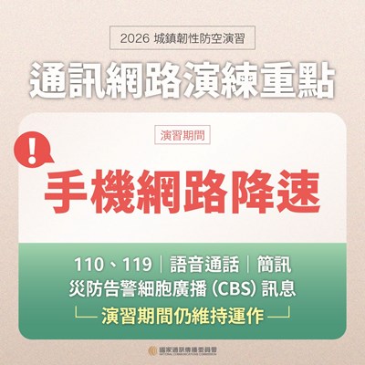 2026城鎮韌性防空演習-通訊網路演練重點